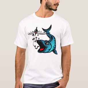 Blauer Fisch und Köder T-Shirt