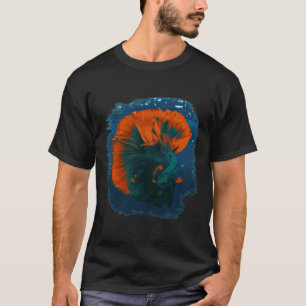 Blauer Fisch und Orange T-Shirt