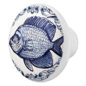 Blauer Fisch und Weiße See und Ozean Links gegenüb Keramikknauf (Rechts)