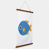 Blauer Fisch Wandteppich Mit Holzrahmen (Gewinkelt)