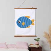 Blauer Fisch Wandteppich Mit Holzrahmen (Schlafzimmer)