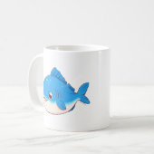 Blauer Fisch Zeichnend, Cartoon Stil Kaffeetasse (Vorderseite Links)