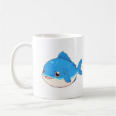 Blauer Fisch Zeichnend, Cartoon Stil Kaffeetasse (Links)