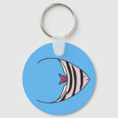 Blauer Fischmuster-Monogramm Schlüsselanhänger (Rückseite)