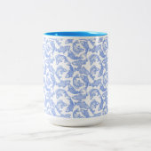 Blauer Fischmuster Zweifarbige Tasse (Mittel)
