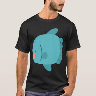 Blauer flacher farbiger Mondfisch T-Shirt
