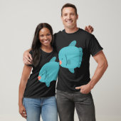 Blauer flacher farbiger Mondfisch T-Shirt (Unisex)
