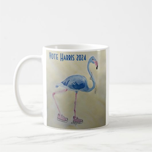 Blauer Flamingo mit Perlen-Tasse Kaffeetasse (Links)