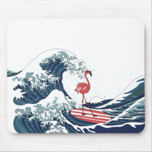 Blauer Flamingo Surfen ohne Text Mousepad