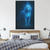 Blauer Flammen-Blitz Weißer Tiger – Himmelssturm Leinwanddruck (Insitu (Schlafzimmer))