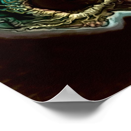 Blauer Flammenschädel Poster (Ecke)