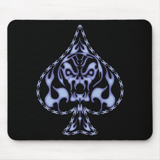 Blauer Flammkugel Skull Mousepad (Vorne)