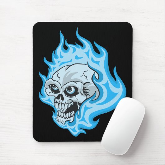 Blauer Flammskull Mousepad (Mit Mouse)