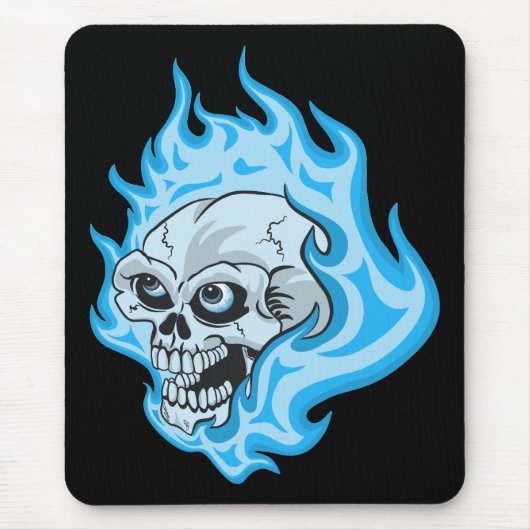 Blauer Flammskull Mousepad (Vorne)