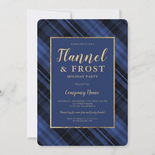 Blauer Flanell frost Firmenweihnachtsfest Einladung (Vorderseite)