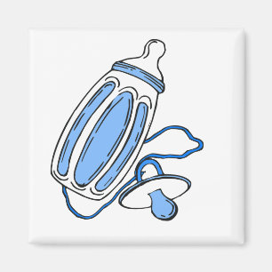 blauer Flaschen-Schnuller des Jungen Magnet