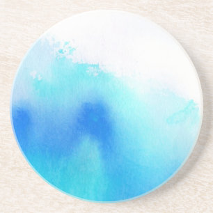 Blauer Fleck, abstrakte handgemalte Aquarellmalere Getränkeuntersetzer