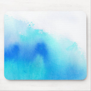 Blauer Fleck, abstrakte handgemalte Aquarellmalere Mousepad