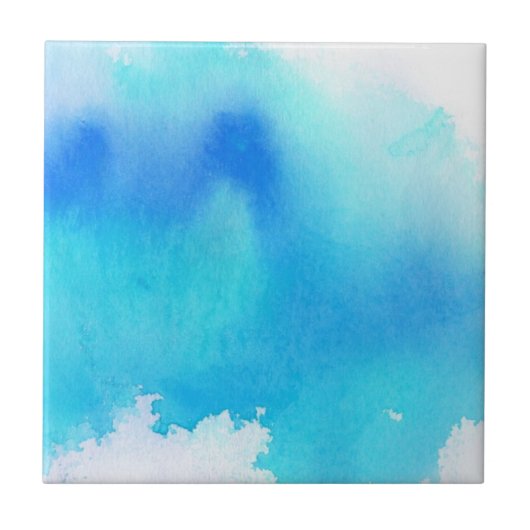 Blauer Fleck, abstrakte Handmalerei mit Wasserfarb Fliese (Vorderseite)