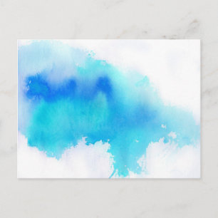 Blauer Fleck, abstrakte Handmalerei mit Wasserfarb Postkarte