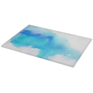 Blauer Fleck, abstrakte Handmalerei mit Wasserfarb Schneidebrett