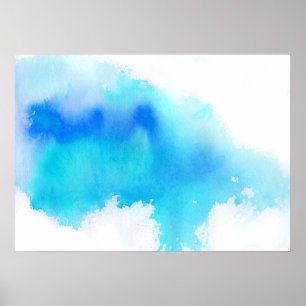 Blauer Fleck, Aquarell abstrakt Poster