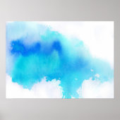 Blauer Fleck, Aquarell abstrakt Poster (Vorne)