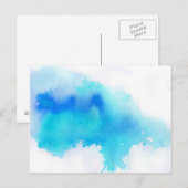Blauer Fleck, Aquarell abstrakt Postkarte (Vorne/Hinten)