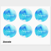Blauer Fleck, Aquarell abstrakt Runder Aufkleber (Blatt)