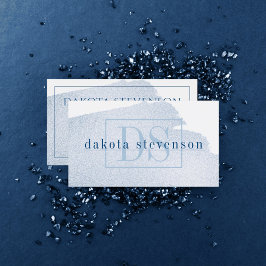 Blauer Fleck | Classic Azure Watercolor Monogram Visitenkarte