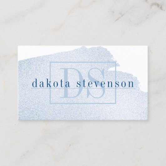 Blauer Fleck | Classic Azure Watercolor Monogram Visitenkarte (Vorderseite)