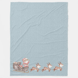 Blauer Fleece Blanket mit dem Weihnachtsmann im Sc