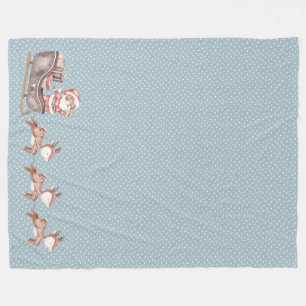 Blauer Fleece Blanket mit dem Weihnachtsmann im Sc