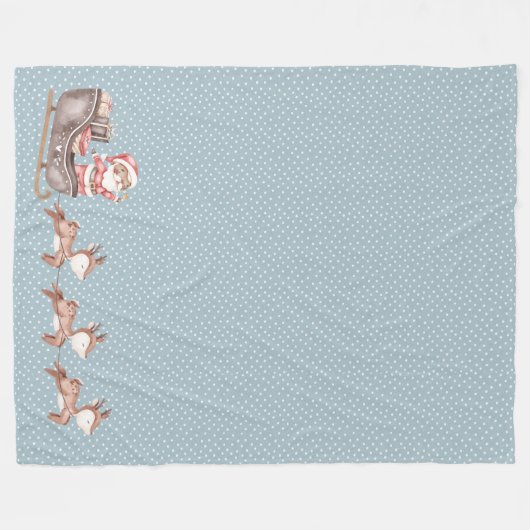 Blauer Fleece Blanket mit dem Weihnachtsmann im Sc (Vorderseite (Horizontal))