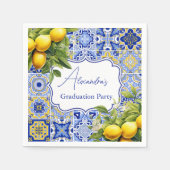 Blauer Fliesen Lemons Abschluss Serviette (Vorderseite)