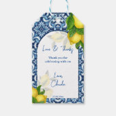 Blauer Fliesenlemon Amalfi Brautparty Vielen Dank Geschenkanhänger (Vorderseite)