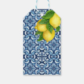 Blauer Fliesenlemon Amalfi Brautparty Vielen Dank Geschenkanhänger (Rückseite)
