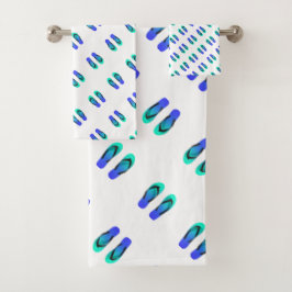 Blauer Flip Flops Kinder weiß Badhandtuch Set