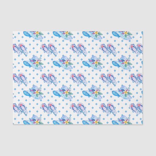 Blauer Flip Flops und Sonnenhut Seidenpapier (Vorderseite)