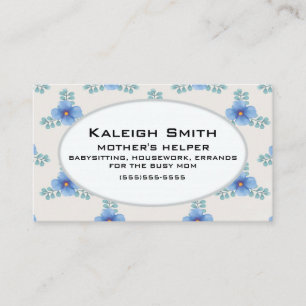 Blauer Flor auf dem Helfer der Weißen Mutter Telefonnummerkarte
