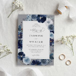 Blauer Flor auf grauer Hochzeit Einladung<br><div class="desc">Senden Sie Ihren Gästen eine schöne Hochzeitseinladung mit Ihrer schönen Blauen und Marineblau auf grauen Hochzeitseinladungen.</div>
