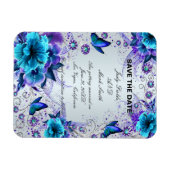 Blauer Flor und Schmetterling speichern das Datums Magnet (Horizontal)