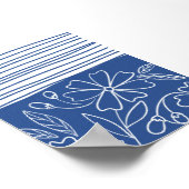 Blauer Flor und Streifen - Moderner Boho Botanisch Poster (Ecke)