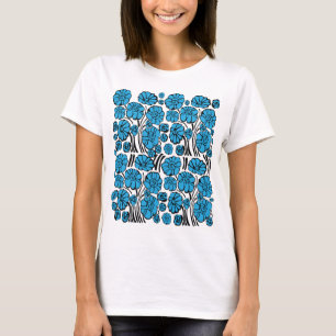 Blauer Flora T-Shirt