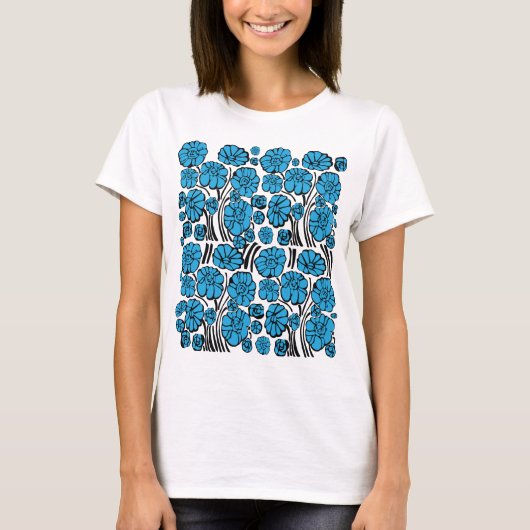 Blauer Flora T-Shirt (Vorderseite)