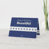 Blauer Floral Accented Karte (Rückseite)