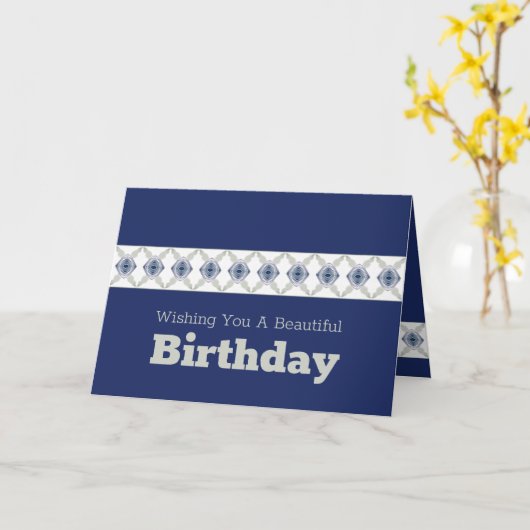 Blauer Floral Accented Karte (Gelbe Blume)