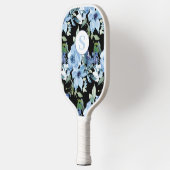 Blauer Floral Monogram Pickleball Paddel Schläger (Links)