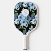 Blauer Floral Monogram Pickleball Paddel Schläger (Rückseite)