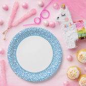 Blauer Florales Druck Pappteller (Party)